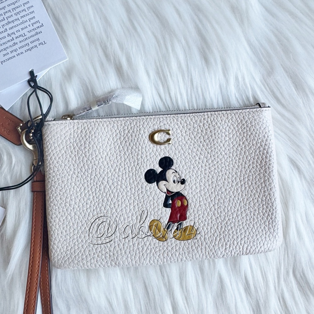 NWT Coach Disney Mickey Mouse Leather Wristlet
